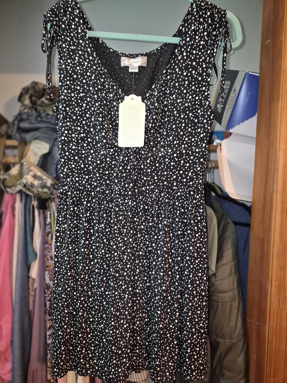 Band of Gypsies Black and White Polka Dot Midi Dress